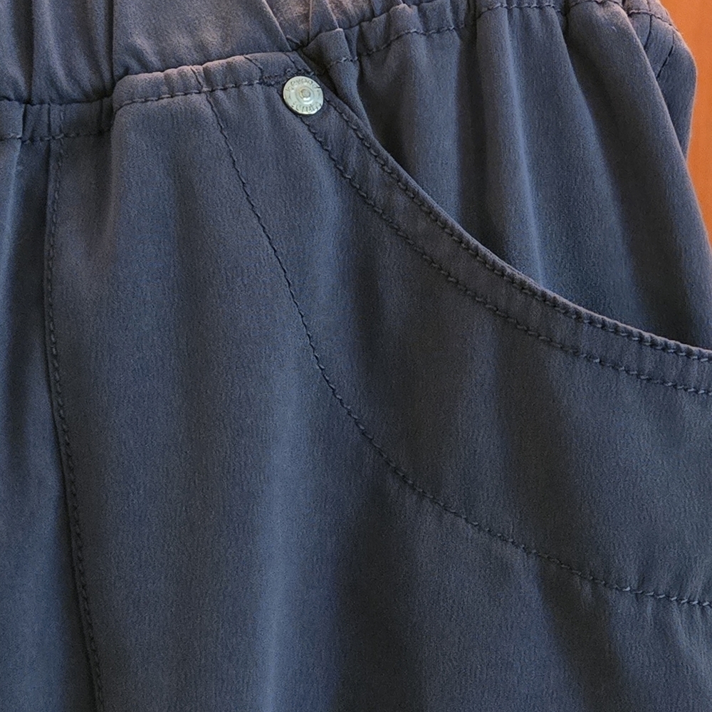Beyond Scrubs Womens S Gray Elastic Waist Pullon Pants Ruched Side Legs 5 pocket - Picture 6 of 13